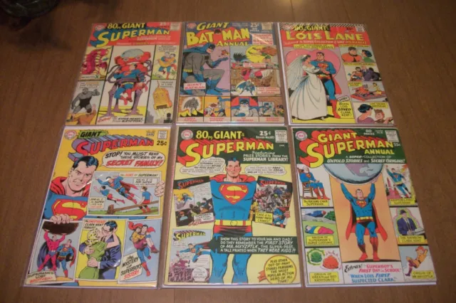 DC Comics 80 Page Giant/Annual Lot (6) Superman - Batman - Lois Lane -Silver Age