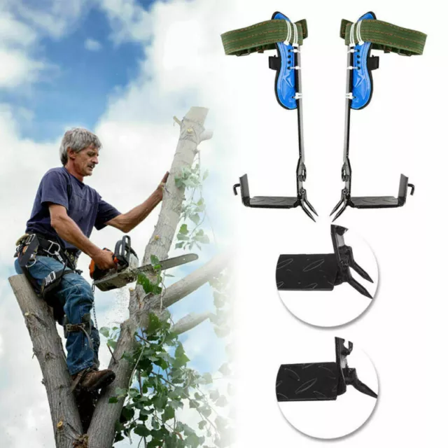 2 Gears Tree Climbing Spike Set Adjustable Lanyard Rope Camping Safety Belt uk