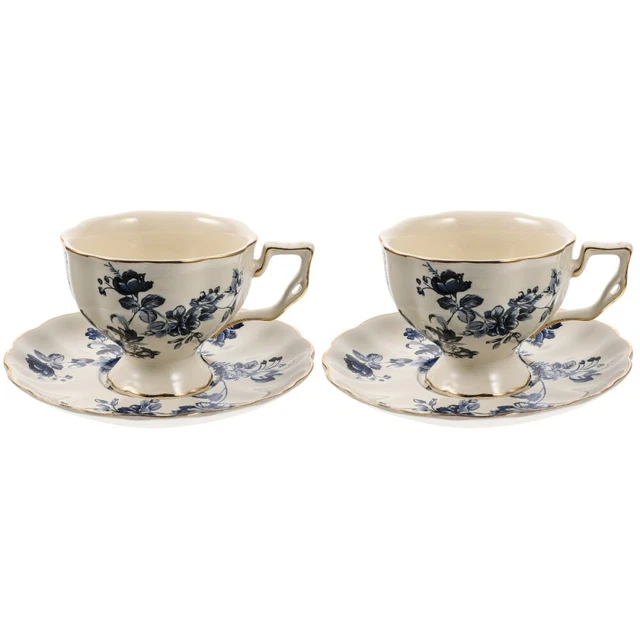 2x Set di tazze da tè piattino cinese tazza e piattini per donna tè pomeridiano