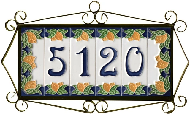 Authentic 10 x 3.4 cm Italian Handmade Lemon Ceramic Number & Letter Tiles 6