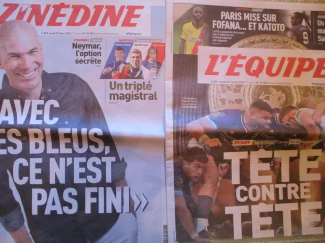 Lot L'EQUIPE 23 & 24 juin 2022 / Zinédine ZIDANE & CASTRES - MONTPELLIER Top 14