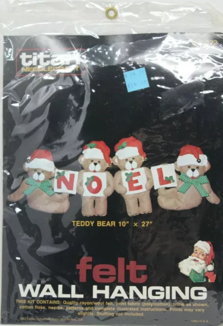 Titan Needlecraft #272 NOEL Oso de Peluche Navidad Fieltro Pared Colgante Kit 10"x27" #D13