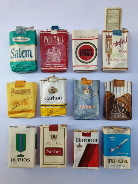 Lotto C 12 Rari Pacchetti Sigarette Estere Morbide Soft Vuoti Vintage Anni 70