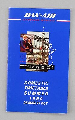 Dan Air Domestic Airline Timetable Summer 1990 Scheduled Services