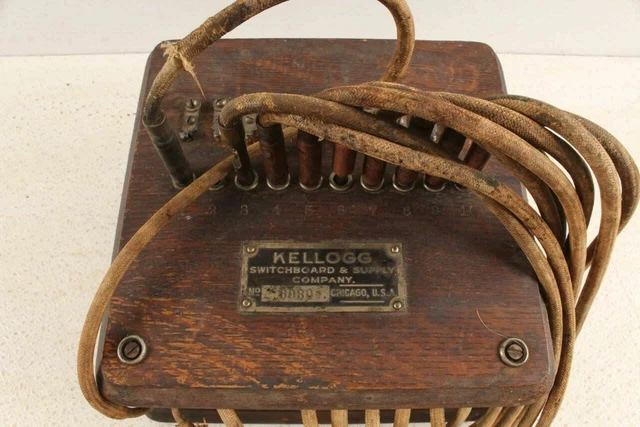 RARE ANTIQUE KELLOGG Switchboard Oak Telephone Operator Switch Box 1910 ...