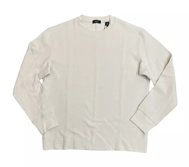 Theory 100% Cotton Meir Glacier White Knit Studio Sweater sz L Men Dressy Casual