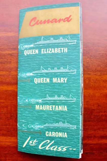 Cunard White Star Line Rms Queen Mary Elizabeth Mauretania Caronia 1St Cl Book
