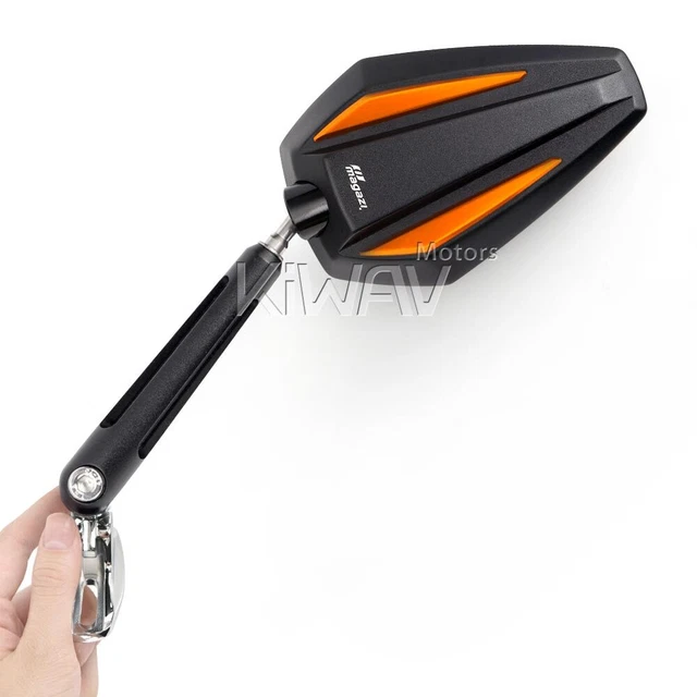 Rétroviseurs Achilles noir + orange avec adaptateur chromé pour CBR ZX FZR GSX-R