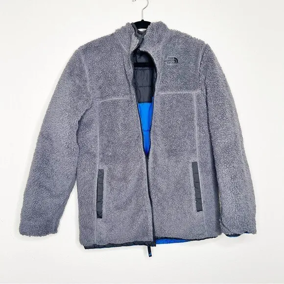 THE NORTH FACE Reversible Sherpa Down Winter Jacket Coat Gray Blue ...