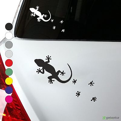 8 Gecko-Aufkleber silber-metallic f Wandtattoo Auto Tuning Fliesen Bad Deko 