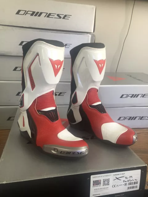 DAINESE TORQUE 3 Out Air Motorcycle Boots Black/White/Lava Red $353.00 ...