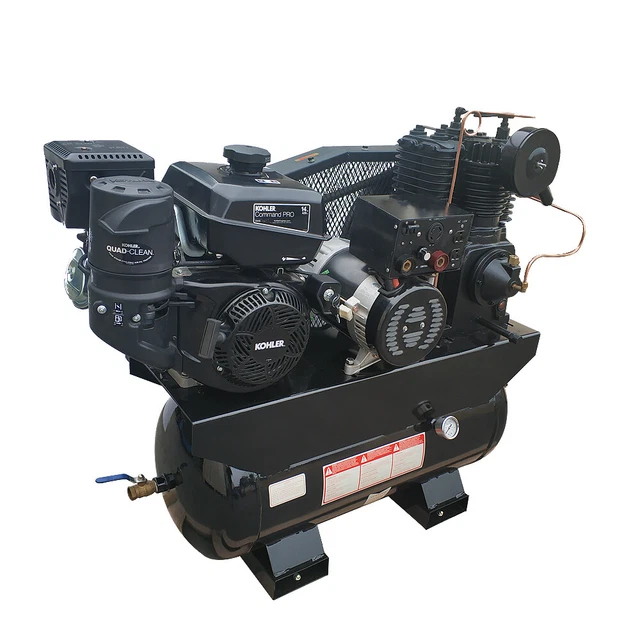19CFM 15 HP Air Compressor Two-Stage Gasoline Welder / Generator 30 Gal Tank