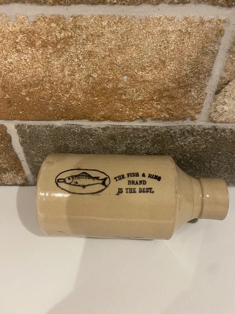 The Fish And Ring Brand Is The Best Stoneware Bottle Antique Collectable