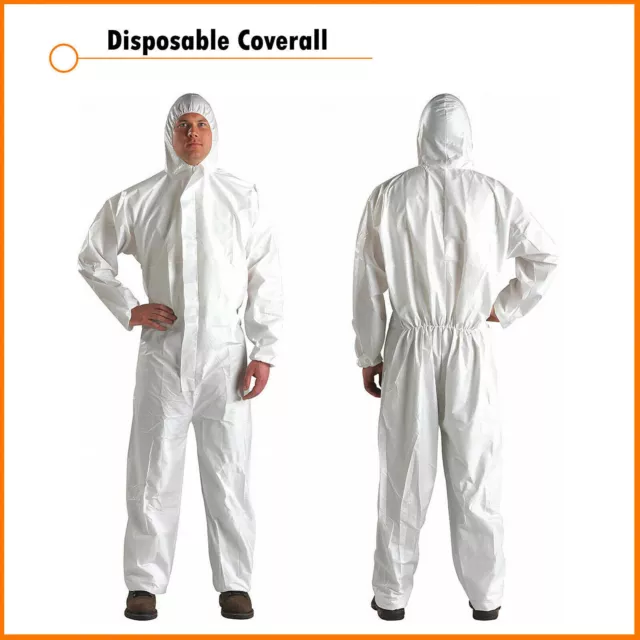 Disposable Coveralls White Hood Paper Suit Painters Protective Overalls Suit UK