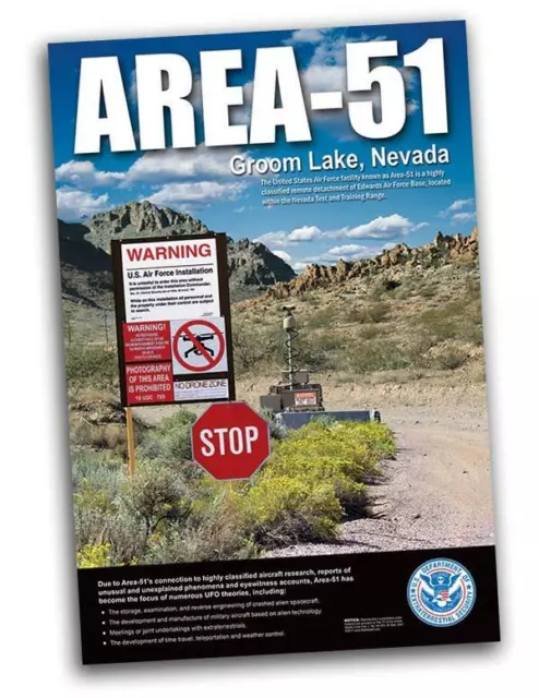 Area 51 Poster 24x36" Groom Lake Secret Entance Alien UFO