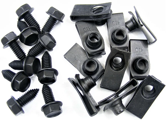 Chrysler Body Bolts & U-nut Clips- 5/16-18 x 13/16- 1/2 Hex- 20pcs (10ea)- #372