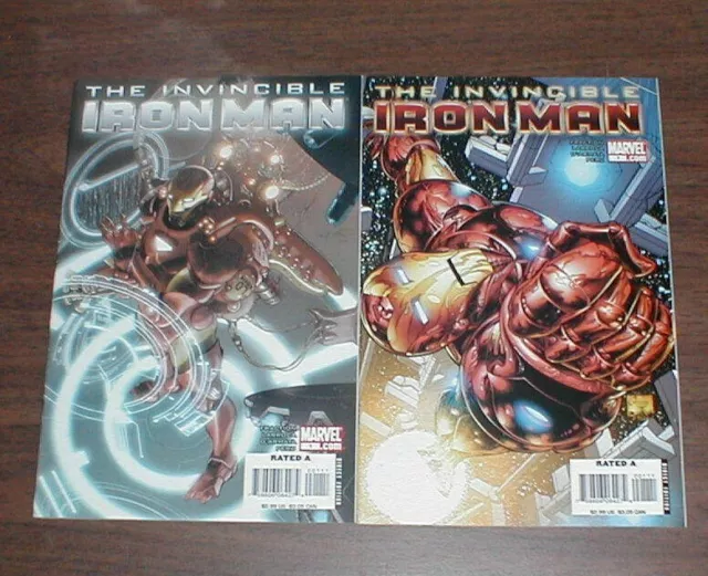 THE INVINCIBLE IRON MAN #1 & #1 (Variant) 2008 Marvel Comics Lot 2 9.8 NM/MT
