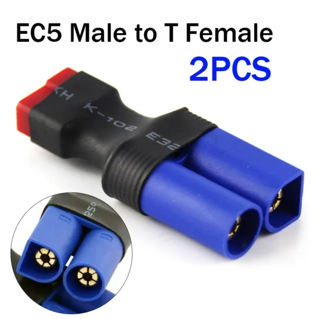 2x Deans T Plug Female To EC5 Male Lipo Battery Adaptor Rc Car Plane Boat Drone