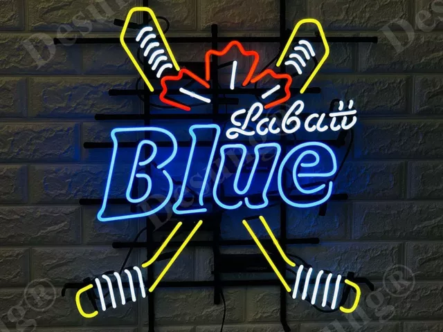 New Labatt Blue Hockey Sticks Lamp Neon Light Sign 24"x20" Beer Handmade Glass