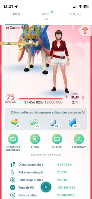 Compte Pokémon Go – Niveau 43, Équipe Bravoure – 600+ Légendaires – 300+ Shiny – Compte Valor