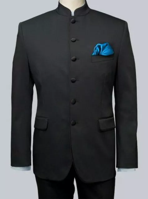 Men Black Suits 2 Piece Designer Jodhpuri Wedding Dinner Suits(Coat+Pants)