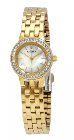 Citizen Ej6102-56D Mop Glitz Dial Swarovski Crystals Gold Stainless Womens Watch