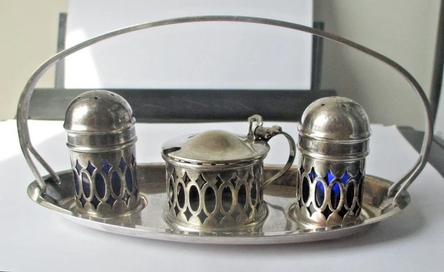 Ancien Moutardier De Table En Métal Argenté – Condiments Vintage
