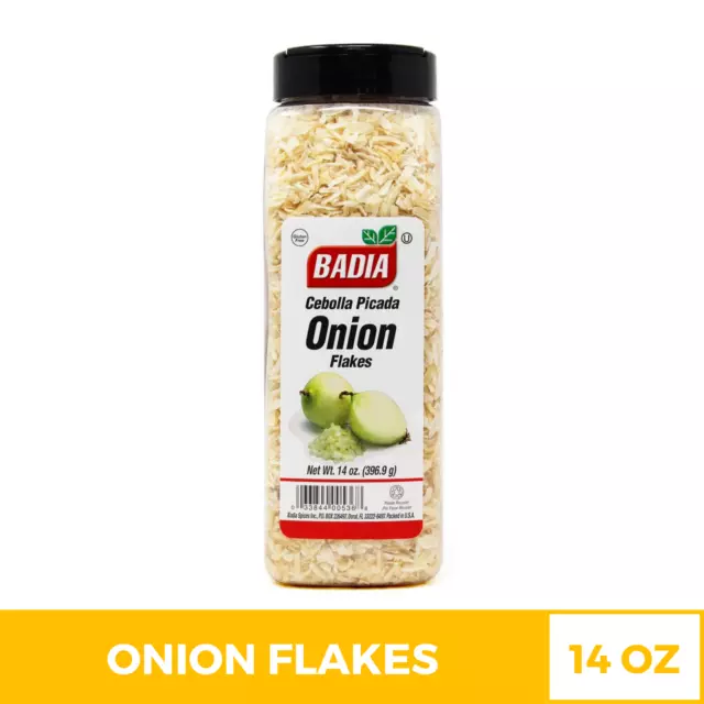 Badia Onion Flakes Cebolla Picada Spices & Herbs MSG/Gluten Free Kosher - 14 oz