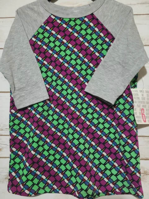 NWT LuLaRoe Girls SLOAN Shirt Size 6 Super Cute Multicolor Print!