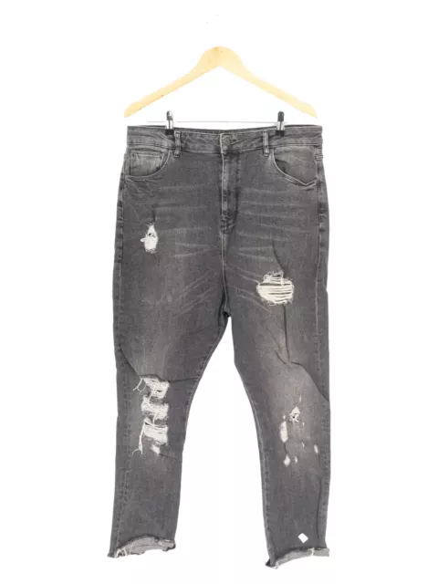 ASOS Herren Jeans W34 L32 Regular Fit Grau Distressed