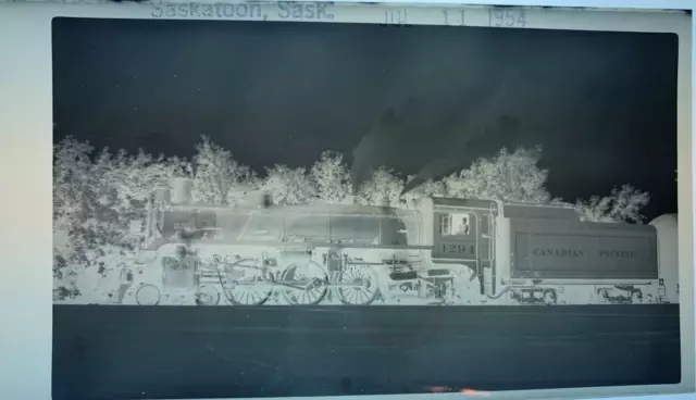 Original Negative Canadian Pacific Rwys Steam 4-6-2 # 1294 Saskatoon, Sk 1954