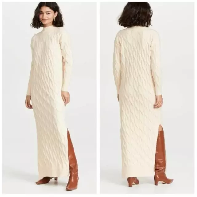 LINE & DOT Dorothy Sweater Dress Cable Knit Maxi Dress Cream {71}