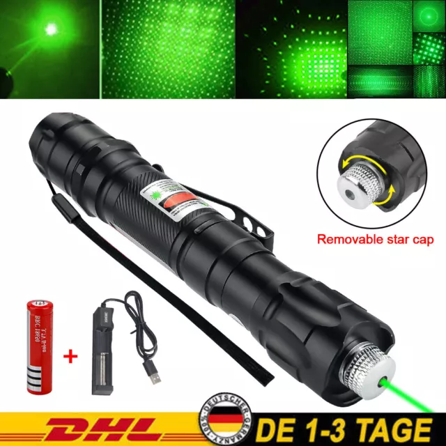 Laserpointer Grün 8000 METER Reichweite EXTREM STARK/ SEHR HELL 1mW USB& Akku DE 2