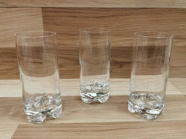 3 x Vintage Heavy Clear Glass Tall Tumbler / Hi Ball Glasses - 354g Each