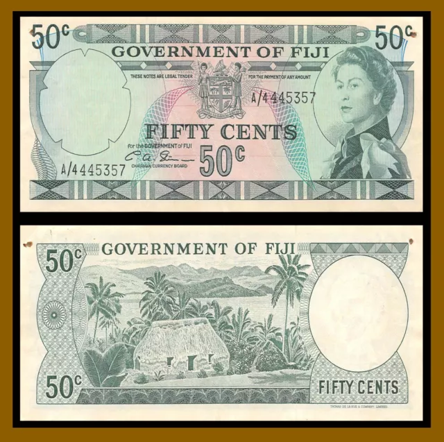 Fiji 50 Cents, 1971 P-64b Queen Elizabeth II Banknote Extra Fine (XF)