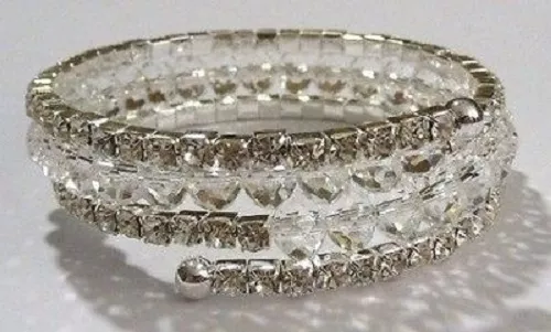 bracelet bijou style vintage tortillon 4 rangs cristal diamant à facette * 4376