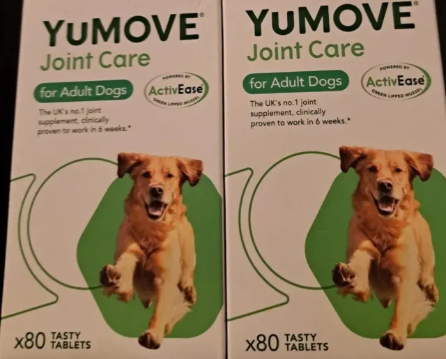 GENUINE 2 X 80 TABLETS YuMOVE JOINT CARE FOR ADULT DOGS 80  TABLETS X2 EXP:04/25