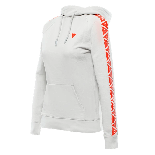 Sweatshirt Cotton Woman Dainese STRIPES LADY LIGHT-GRAY/FLUO-RED