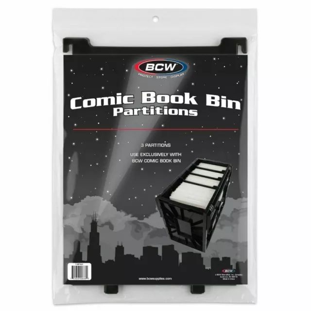Pack of 3 BCW Black Plastic Short Comic Book Bin Partitions dividers spacers