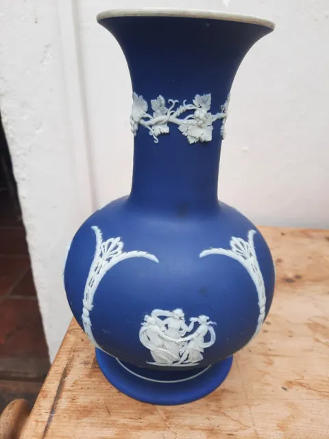 Antique Wedgwood Cobalt Blue Vase Jasper Ware Post 1908