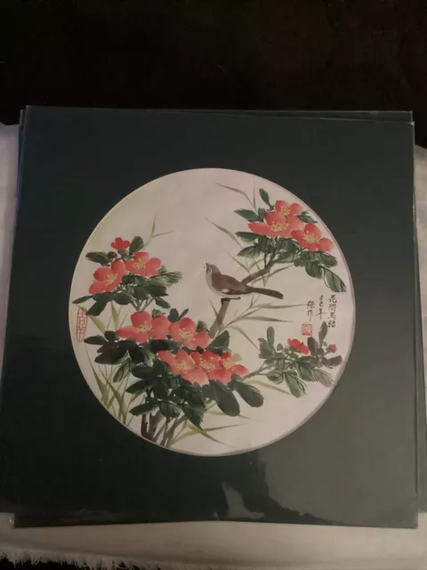 Japanese Sumo-e/watercolor Prints Floral Set Of 4 Matted 12x12” Each