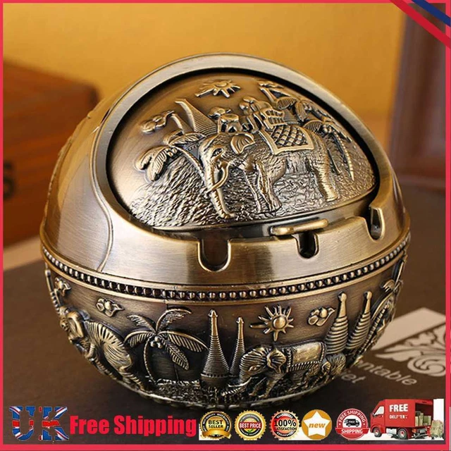 Vintage Windproof Ashtray Metal Ball Ashtray Classy Gift for Women Men Smoker *Z