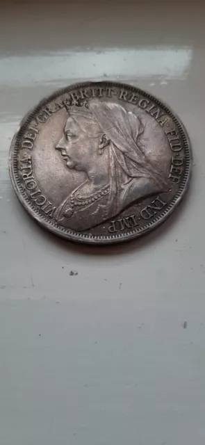 Old head silver Queen Victoria 1893 Crown LV.1 2