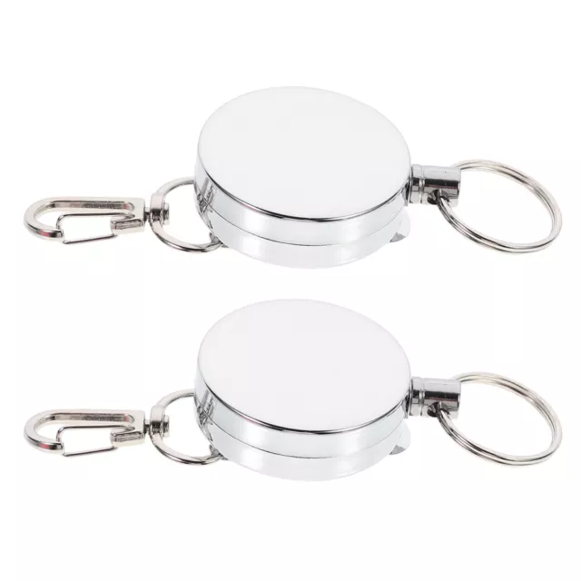 2pcs Retractable Badge Holder With Carabiner Reel Clip Key Ring