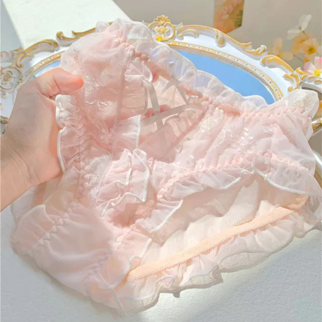Japanese Lolita Kawaii Bow Ruffle Girls Bra Sets Panties Underwear Sexy  Lingerie