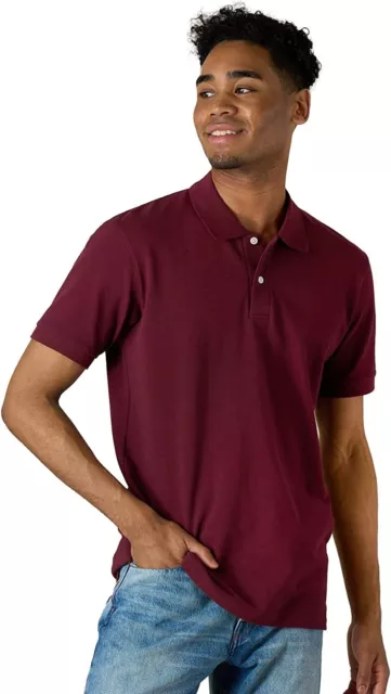 LAPASA MEN S Classic Pique Cotton Short Sleeve Polo Shirt Solid M19,  Burgundy, X £7.18 - PicClick UK