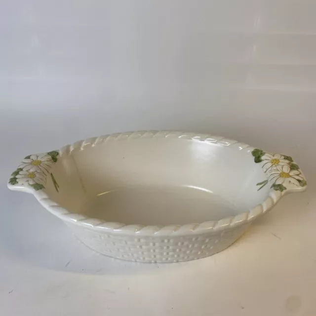 Vintage Metlox Poppytrail Sculptured Daisy Oval Serving Bowl with Handles