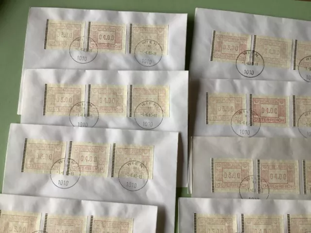 Austria A. T. M. Postage vending machine labels covers duplicates Ref A1170 2