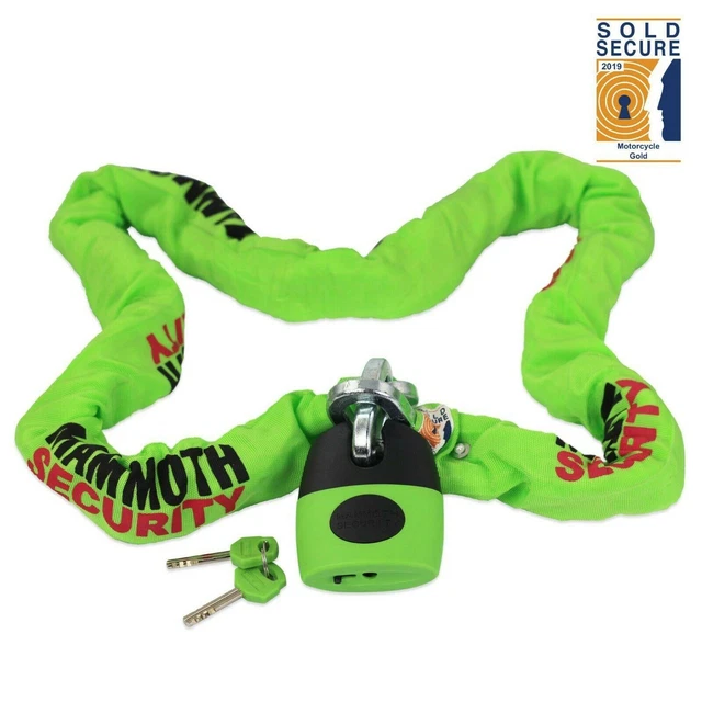Mammoth Vendu Sécurisé Or 12mm X 1.2m Moto Carré Chaîne Serrure