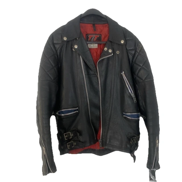 RARE VINTAGE 80S TT Leathers Essex Distressed Leather